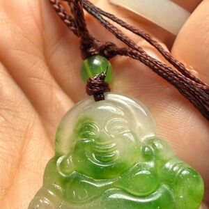 Green Jade Buddha Pendant Necklace